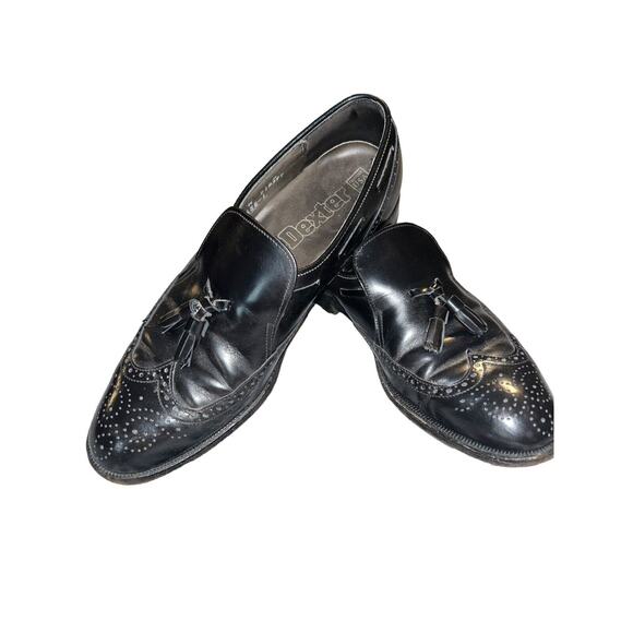 DEXTER USA Mens Black Leather Loafers Slip-On Tassels Wingtip Shoes SIZE‎ 8.5M - Picture 2 of 14